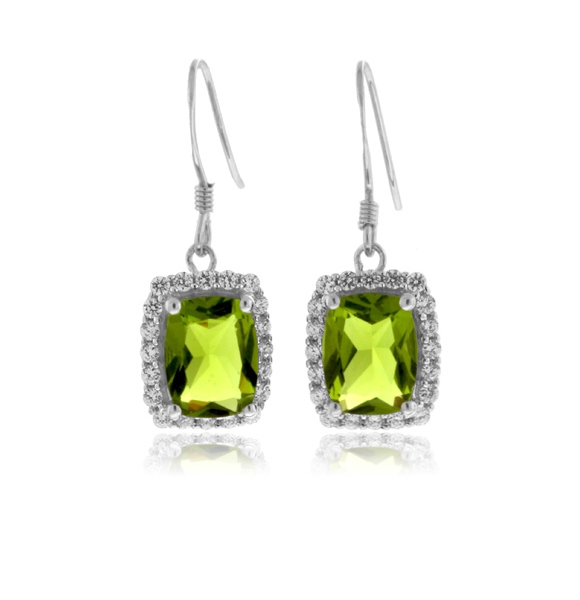 Elegantes Aretes con Peridoto en Plata de Ley .925