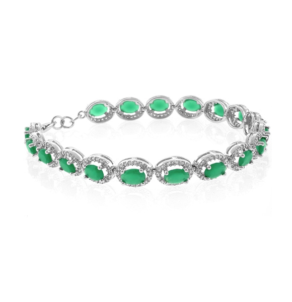 Asombrosa Pulsera de Esmeralda en Plata de Ley .925