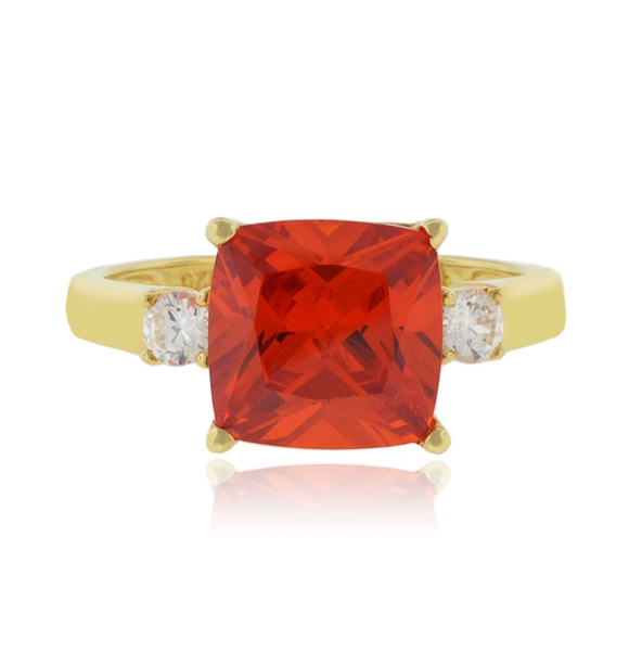 Anillo de Opalo Cereza Mexicano en Plata con Baño de Oro 14K