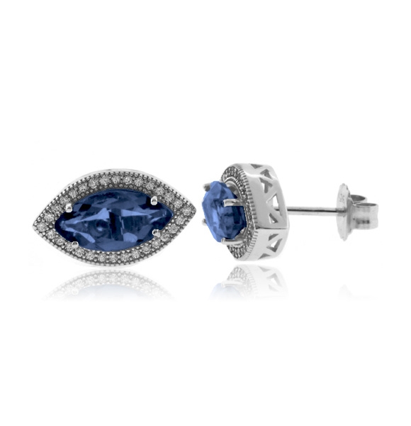 Hermosos Aretes de Alejandrita Bicolor ( Morado/Azul ) en Plata .925