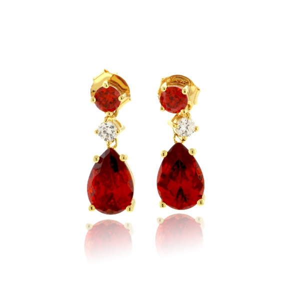 Aretes de Ópalo de Fuego en Plata .925 con Baño de Oro 14K