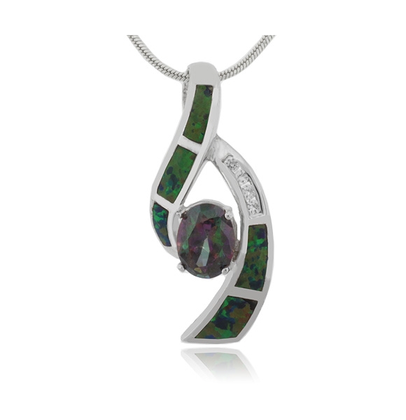 Dije con Topacio Místico y Ópalo en Plata Fina .925