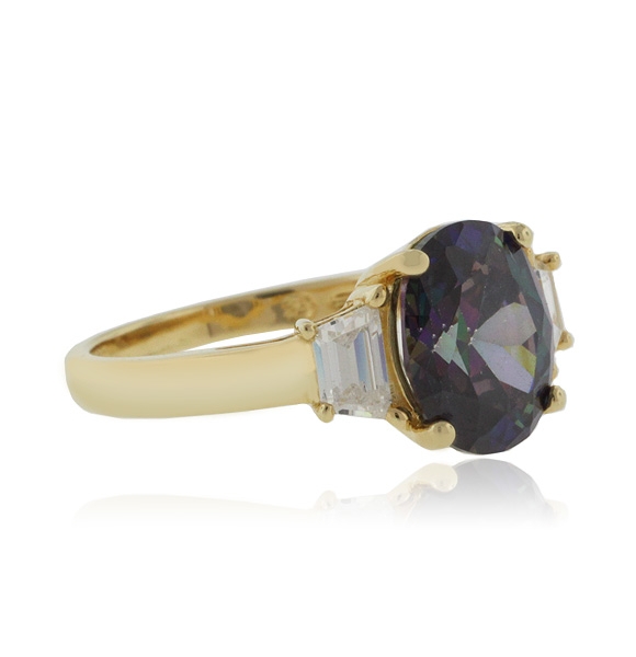 Anillo de Topacio Mistico en Plata .925 con un Baño de Oro 14K