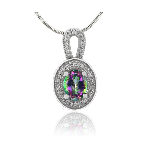 Elegante Dije con Topacio Místico en Plata .925