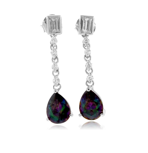 Mystic Topaz Dangling Silver Earrings