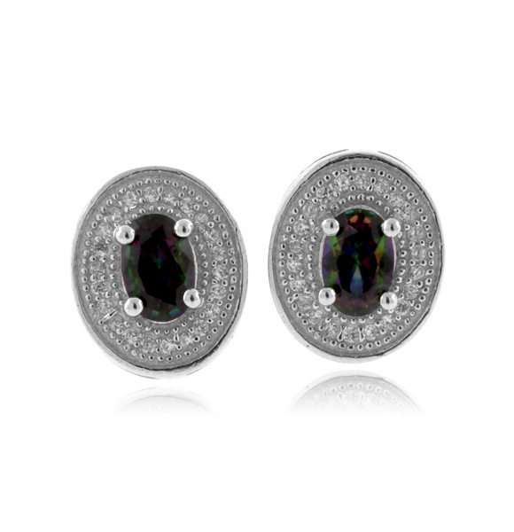 Aretes de Plata .925 con Topacio Místico e Incrustaciones