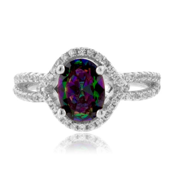 Anillo de Plata de Ley .925 con Topacio Mistico