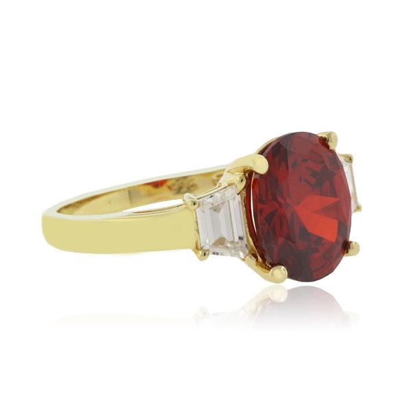 Anillo de Opalo de Fuego en Plata .925 con un Baño de Oro 14K