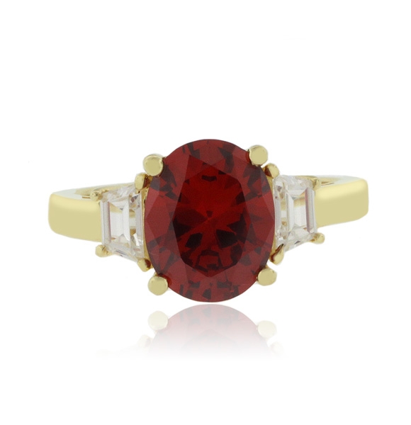 Anillo de Opalo de Fuego en Plata .925 con un Baño de Oro 14K