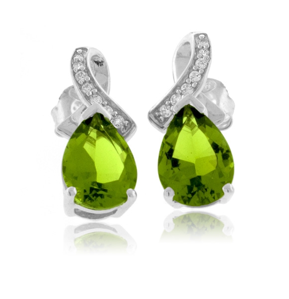 Pear Cut Peridot .925 Silver Earrings