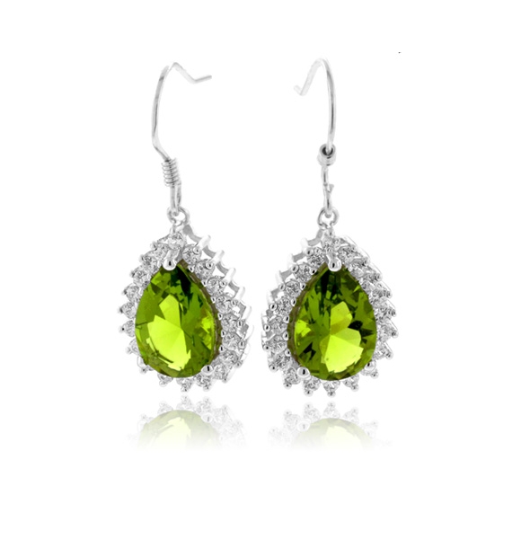 Aretes de Plata .925 con Piedras de Peridoto