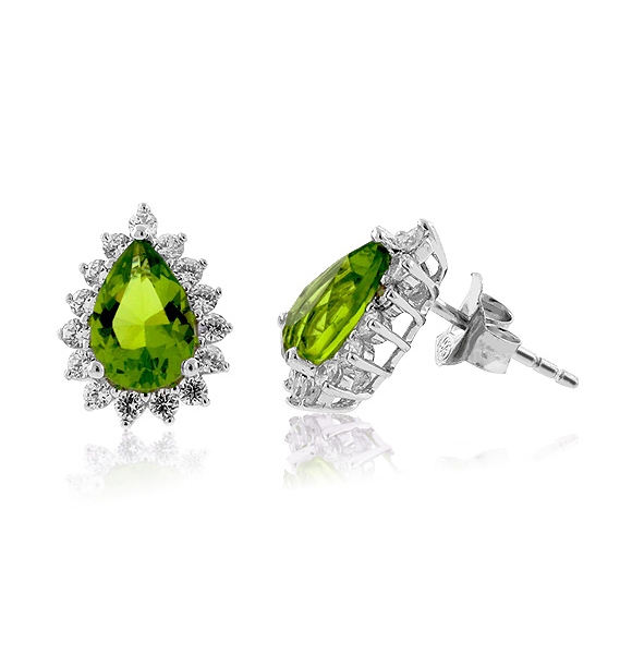 Hermosos Aretes de Peridoto en Plata de Ley .925