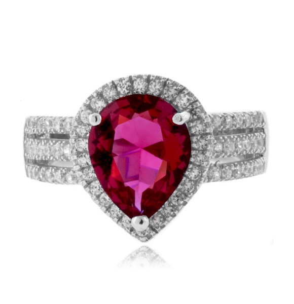 Anillo de Plata Fina .925 con Turmalina Rosa