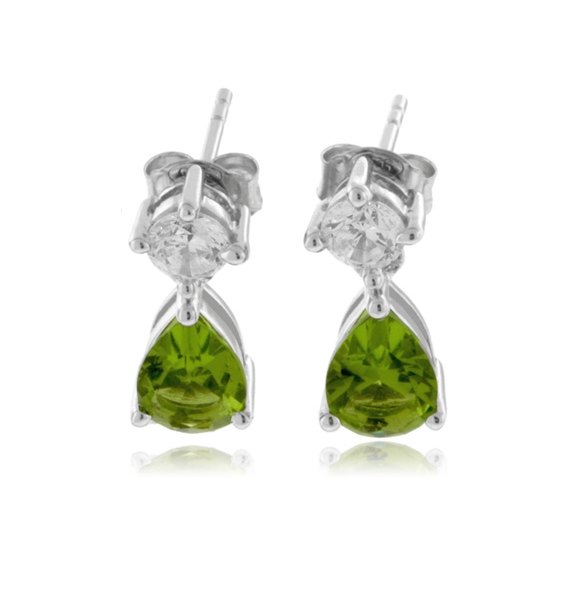 Hermosos Aretes con Piedras de Peridoto en Plata .925