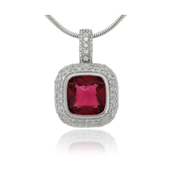 Dije con Turmalina Rosa en Plata Fina .925