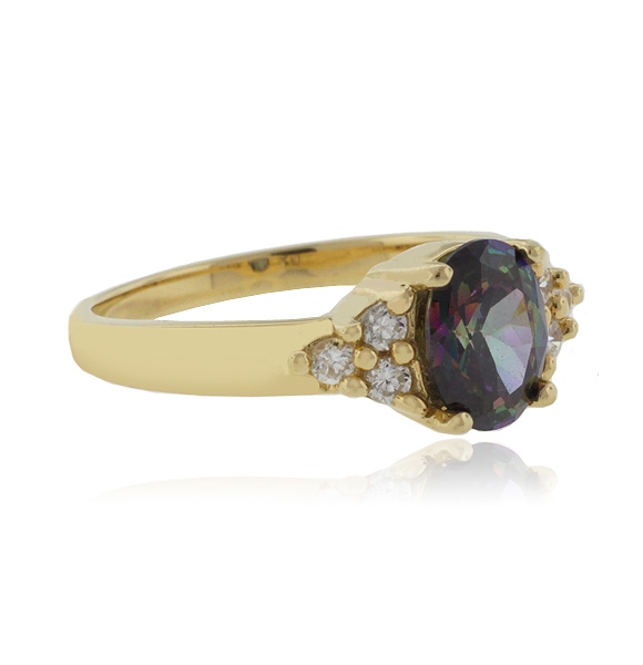 Anillo de Topacio Místico en Plata con Baño de Oro