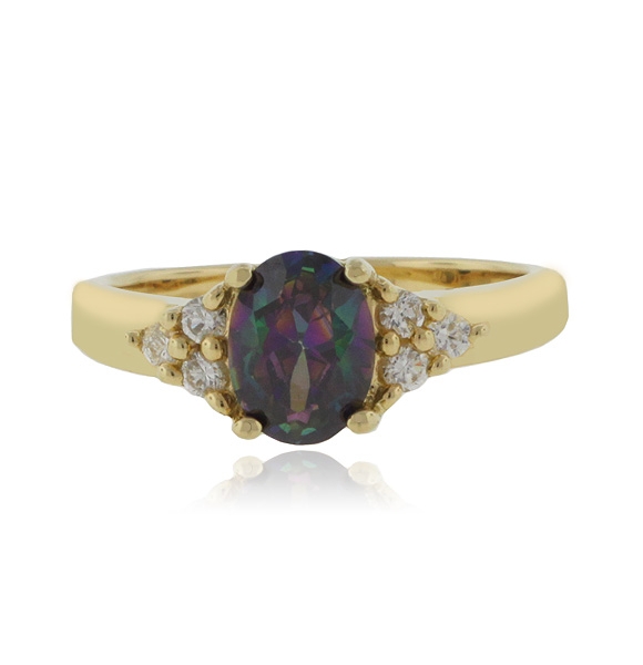 Anillo de Topacio Místico en Plata con Baño de Oro