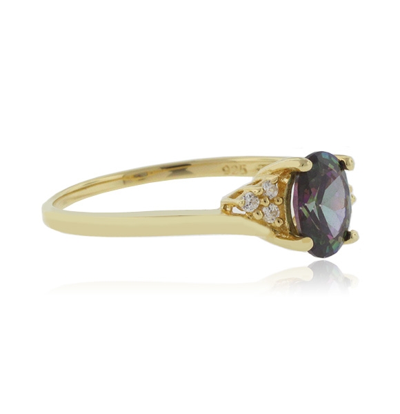 Anillo de Topacio Místico en Plata de Ley con Baño de Oro