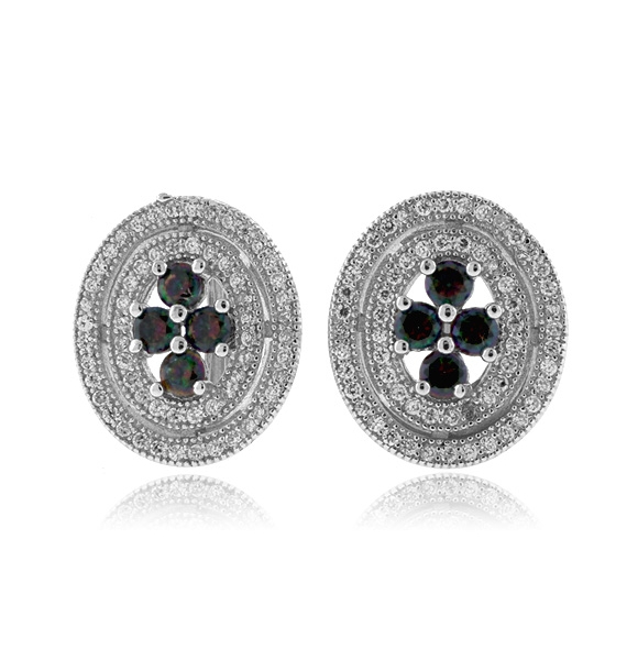 Aretes de Plata de Ley .925 con Gemas de Topacio Místico