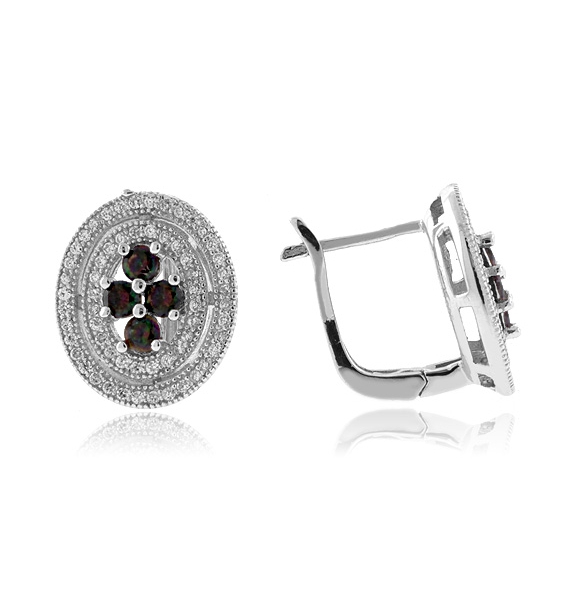 Aretes de Plata de Ley .925 con Gemas de Topacio Místico