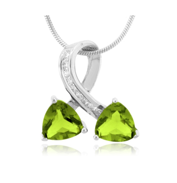 Dije de Plata .925 con 2 Piedras de Peridoto