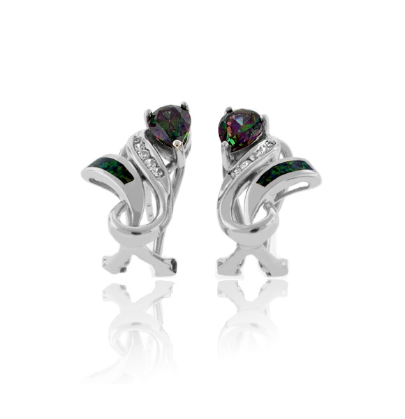 Aretes de Plata .925 con Ópalo Australiano y Topacio Místico
