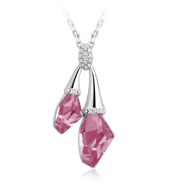 Collar Swarovski Rosé con Baño de Oro Blanco 18K