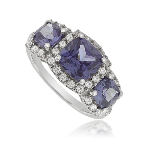 Anillo de Plata .925 con 3 Piedras de Tanzanita