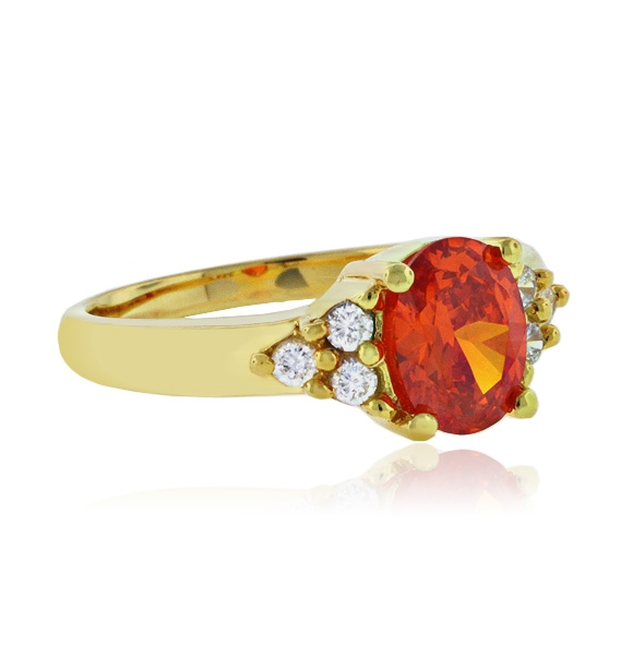 Anillo de Opalo Mexicano de Fuego en Plata con Baño de Oro