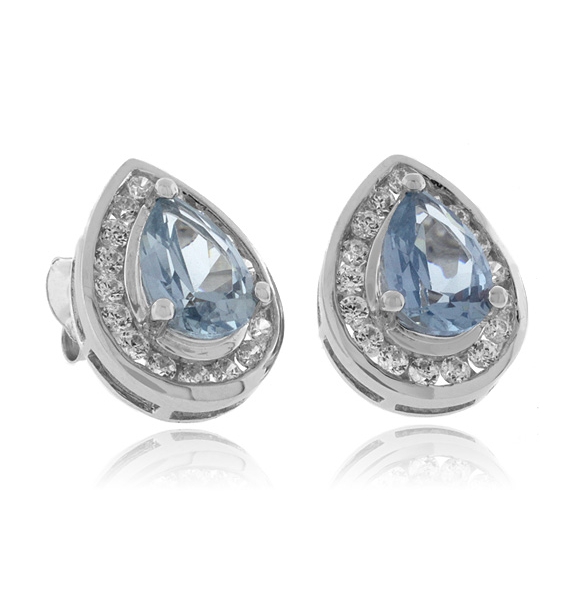 Aretes de Aguamarina en Plata Fina .925