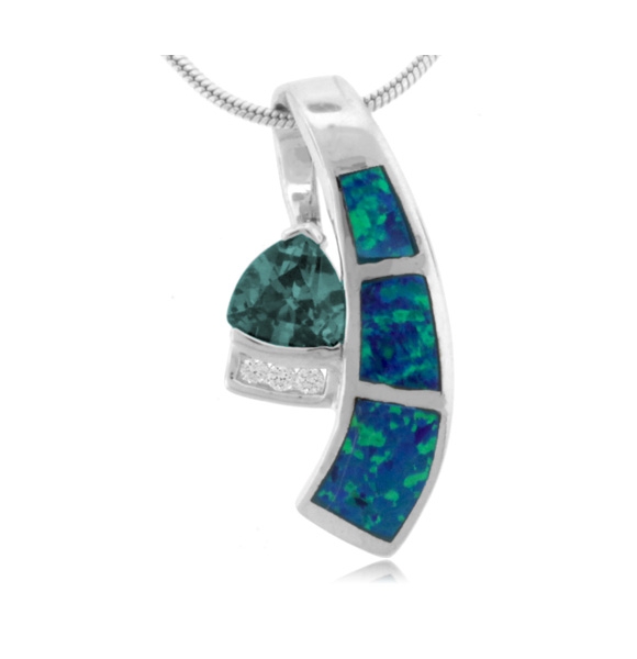 Dije con Alejandrita y Ópalo Azul en Plata .925