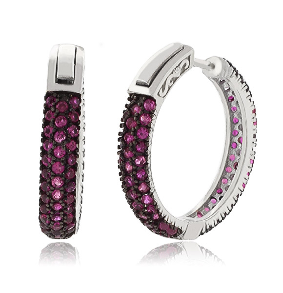 Aretes de Plata Fina .925 con Rubíes