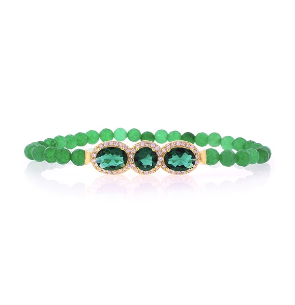 Beautiful Emerald Beaded Strech Bracelet