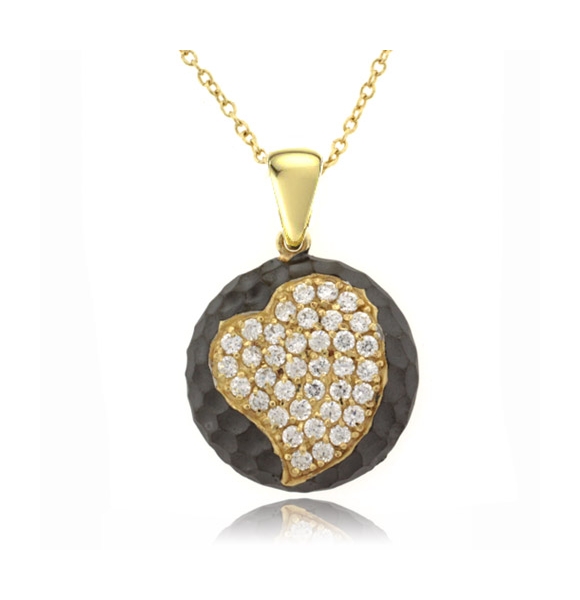 Dije de Corazón en Plata Fina .925 con Incrustaciones