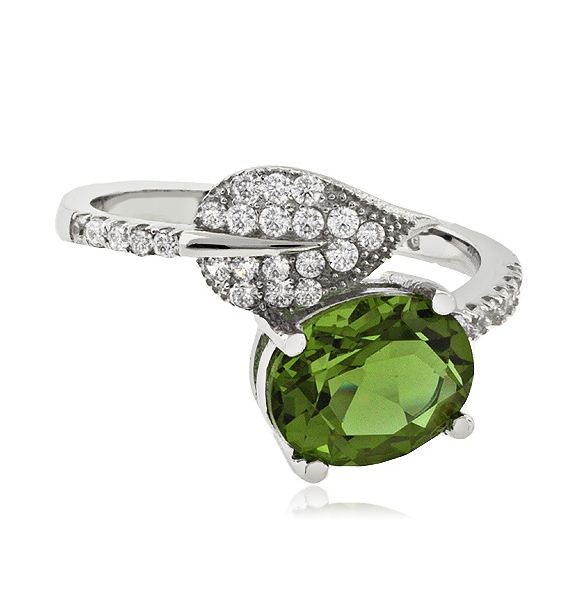 Anillo de Alejandrita Bicolor en Plata .925 ( Verde/Marrón )