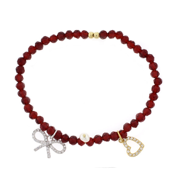 Preciosa Pulsera Roja con Plata Fina .925