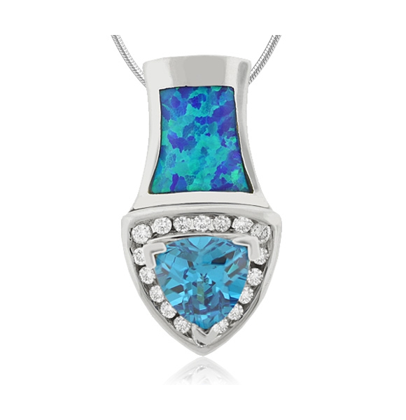 Australian Opal Pendant with Blue Topaz