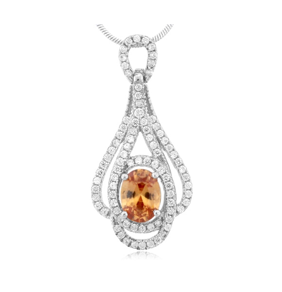 Dije de Zafiro Naranja en Plata de Ley .925