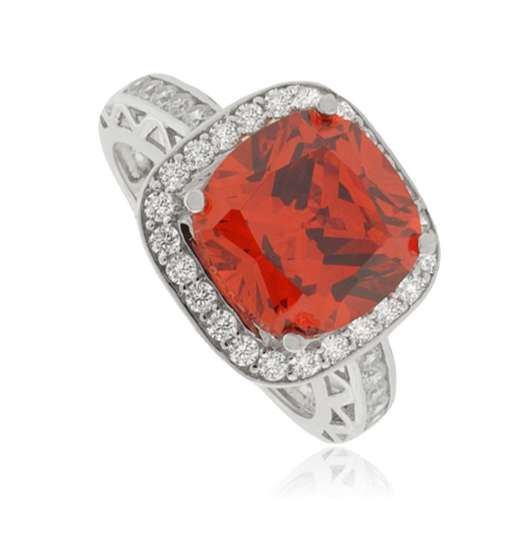 Anillo de Plata .925 con Ópalo de Fuego corte Cuadrado