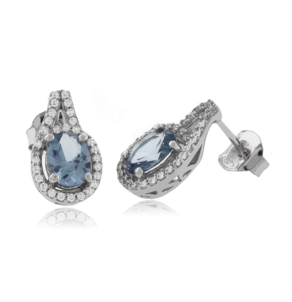 Aretes con Aguamarina en Plata Fina .925