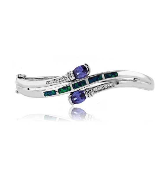 Brazalete de Plata .925 con Tanzanita y Opalo Australiano