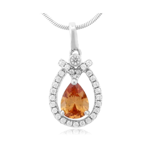 Dije de Zafiro Naranja en Plata .925