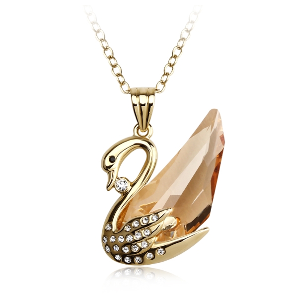 Precioso Collar de Cisne Swarovski con Baño de Oro Amarillo 18K