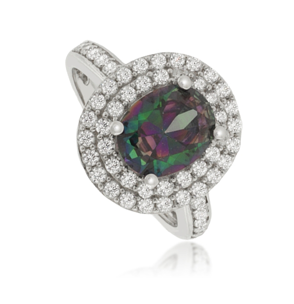 Anillo de Plata 925 con Topacio Místico corte Ovalado