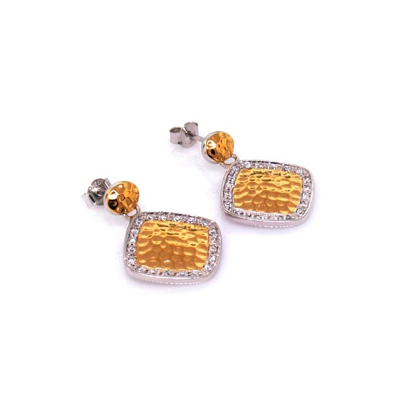 Aretes Inspirados en Dos Tonos de Plata .925