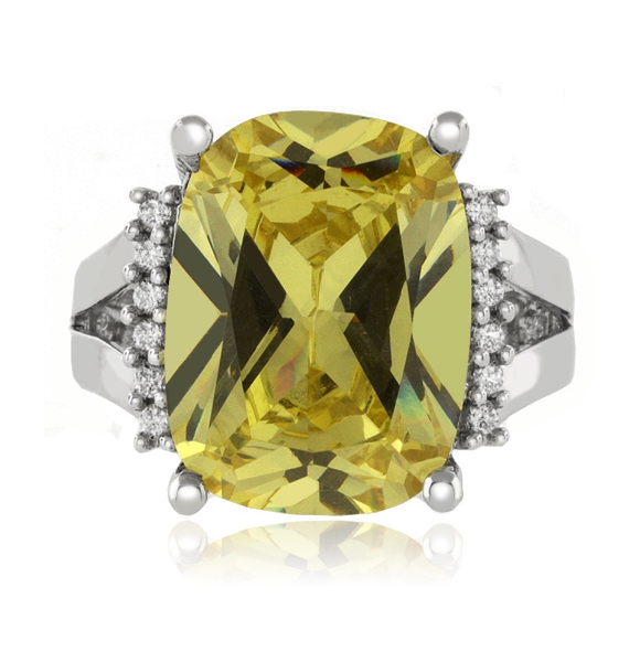 Enorme Anillo de Citrina en Plata 925