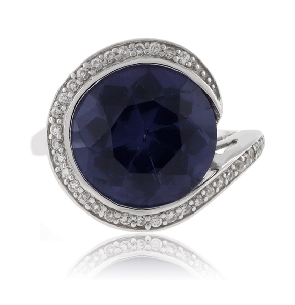 Anillo Redondo de Alejandrita en Plata Fina .925 ( Morado/Rosa )