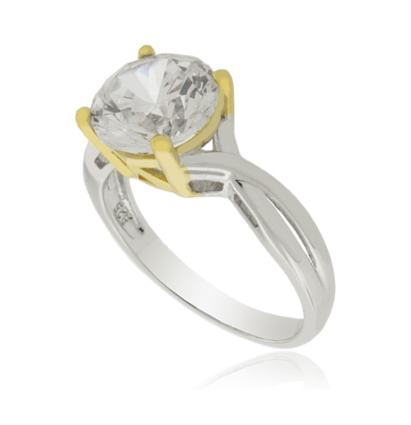 Anillo Solitario de Plata Fina .925