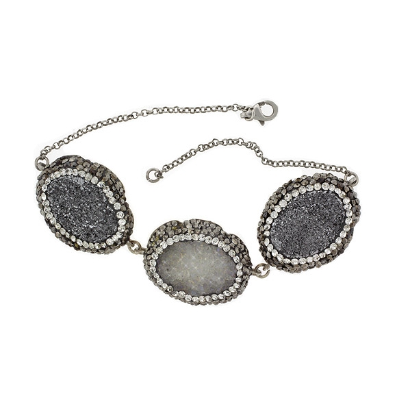 Pulsera de Cuarzo Drusy en Plata Fina .925