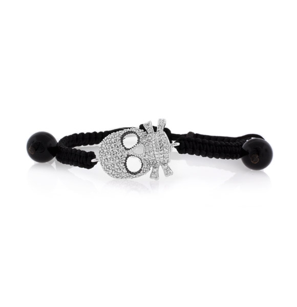 Pulsera con Calavera de Plata .925 y Cordón Ajustable